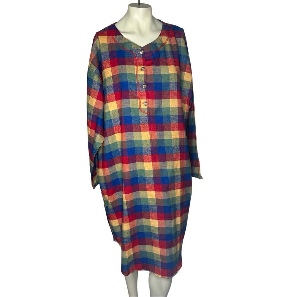 Brand New Vintage Montgomery Ward Women's Large Multi Colored Sleep Dress Button